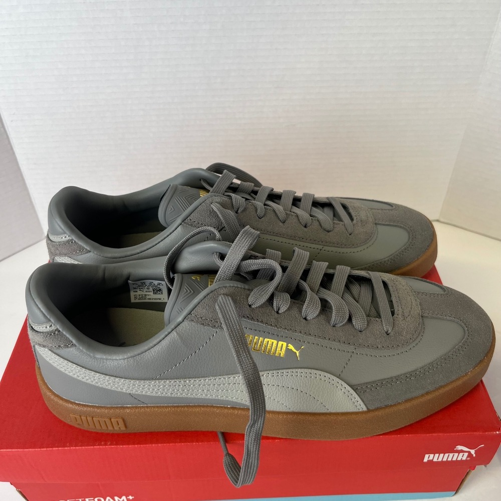Puma Club II Era‎ Mens 10.5 Gray Gold Leather Suede Gum Sole Sneakers 397447 12 - Picture 3 of 7